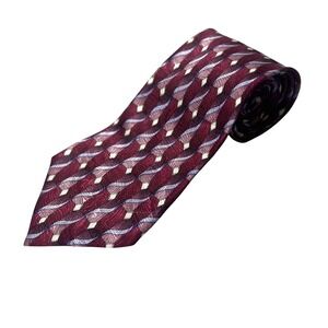 Grateful Dead Big River Twenty First Set Silk Tie Burgundy Geometric Pattern 55"